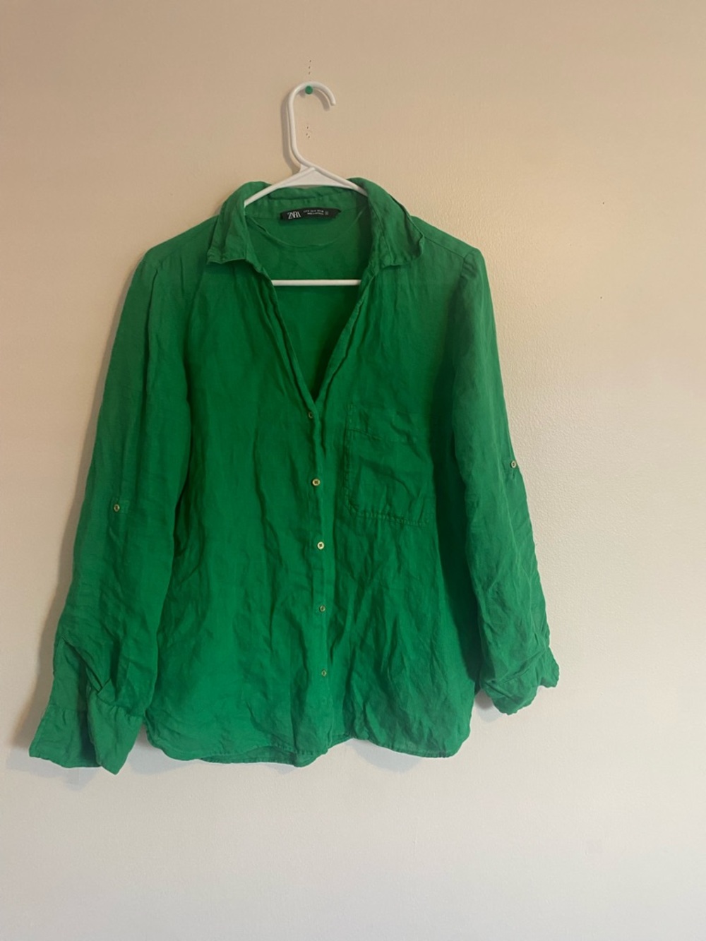 Zara Vibrant Green Collared Top